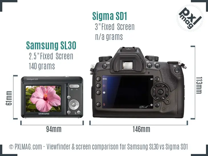 Samsung SL30 vs Sigma SD1 Screen and Viewfinder comparison