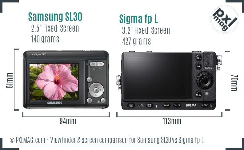 Samsung SL30 vs Sigma fp L Screen and Viewfinder comparison
