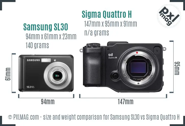 Samsung SL30 vs Sigma Quattro H size comparison Samsung SL30 vs Sigma Quattro H size comparison