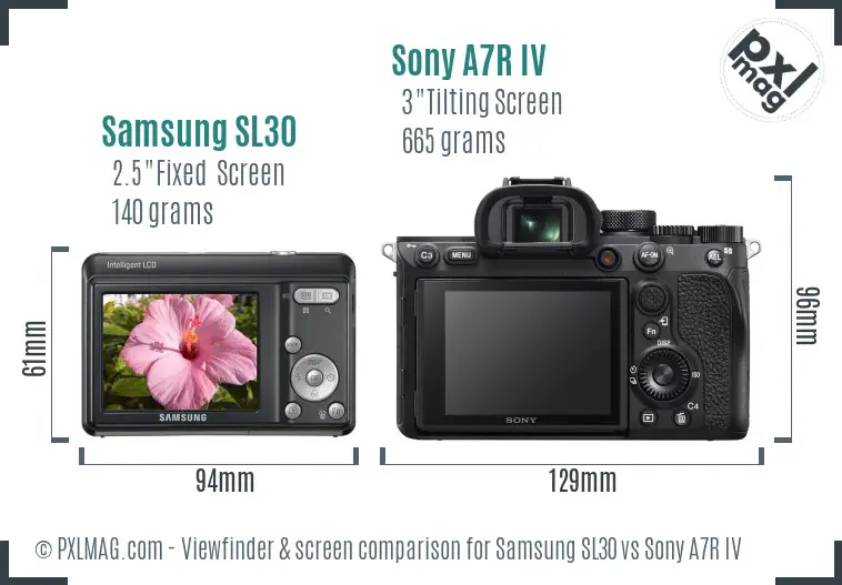 Samsung SL30 vs Sony A7R IV Screen and Viewfinder comparison