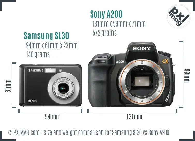 Samsung SL30 vs Sony A200 size comparison Samsung SL30 vs Sony A200 size comparison
