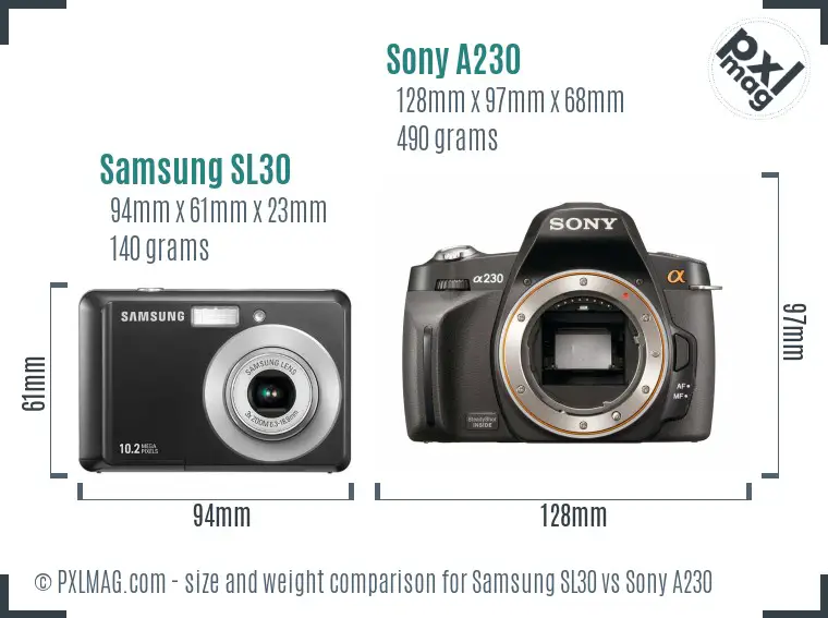 Samsung SL30 vs Sony A230 size comparison Samsung SL30 vs Sony A230 size comparison
