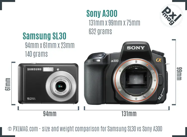 Samsung SL30 vs Sony A300 size comparison