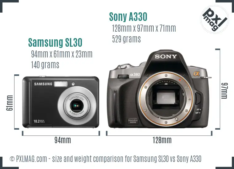 Samsung SL30 vs Sony A330 size comparison Samsung SL30 vs Sony A330 size comparison