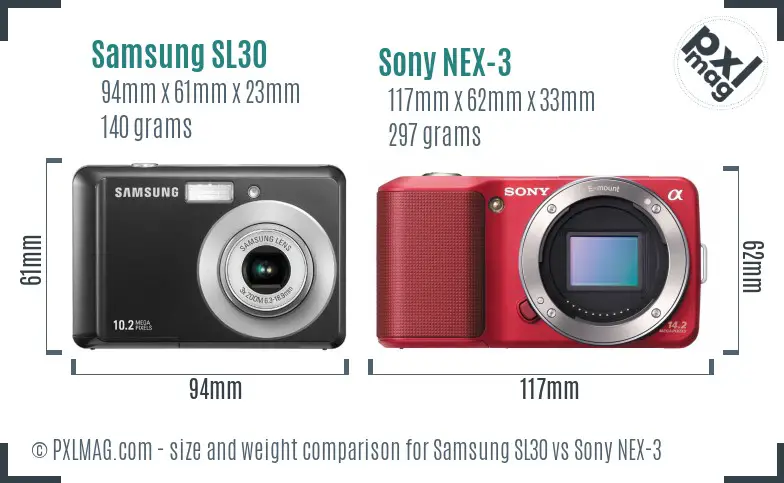 Samsung SL30 vs Sony NEX-3 size comparison Samsung SL30 vs Sony NEX-3 size comparison