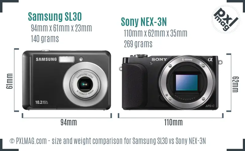 Samsung SL30 vs Sony NEX-3N size comparison Samsung SL30 vs Sony NEX-3N size comparison