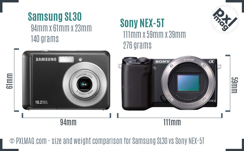Samsung SL30 vs Sony NEX-5T size comparison