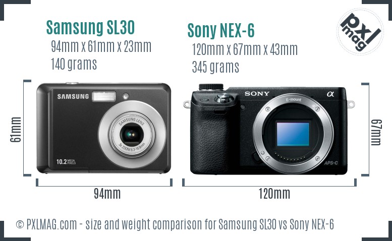 Samsung SL30 vs Sony NEX-6 size comparison Samsung SL30 vs Sony NEX-6 size comparison