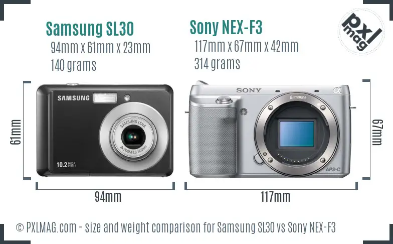 Samsung SL30 vs Sony NEX-F3 size comparison