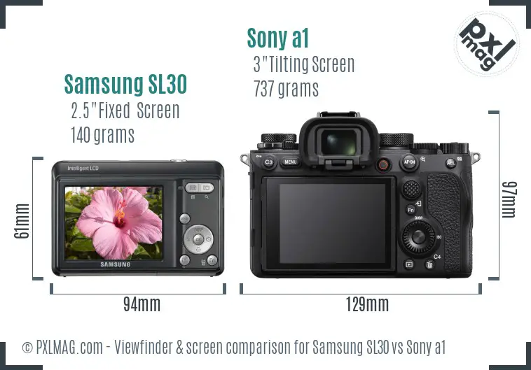 Samsung SL30 vs Sony a1 Screen and Viewfinder comparison