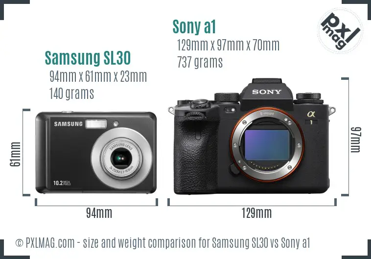 Samsung SL30 vs Sony a1 size comparison