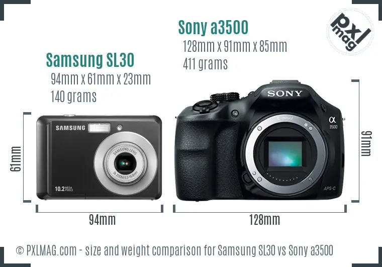 Samsung SL30 vs Sony a3500 size comparison
