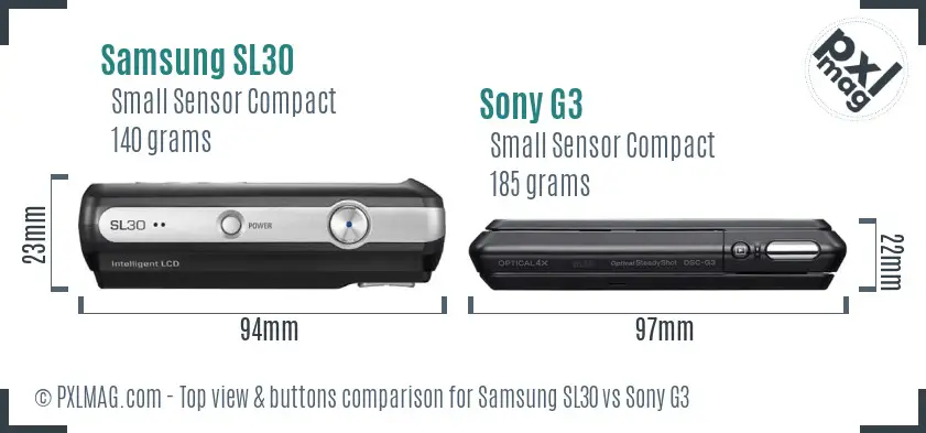 Samsung SL30 vs Sony G3 top view buttons comparison