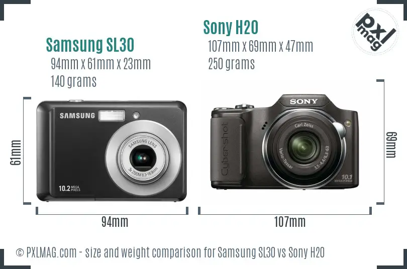 Samsung SL30 vs Sony H20 size comparison Samsung SL30 vs Sony H20 size comparison