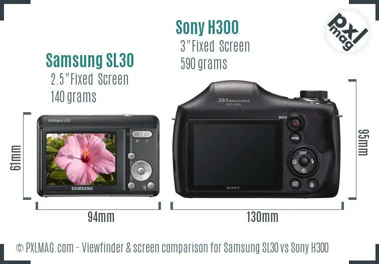 Samsung SL30 vs Sony H300 Screen and Viewfinder comparison Samsung SL30 vs Sony H300 Screen and Viewfinder comparison
