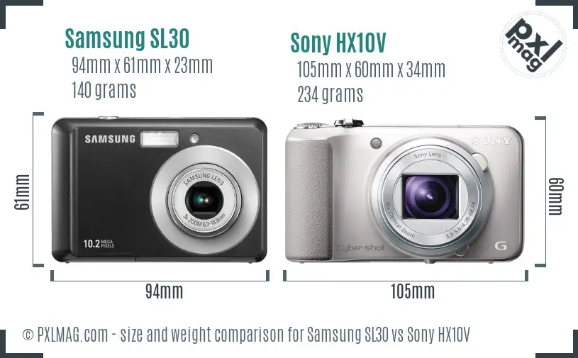 Samsung SL30 vs Sony HX10V size comparison Samsung SL30 vs Sony HX10V size comparison