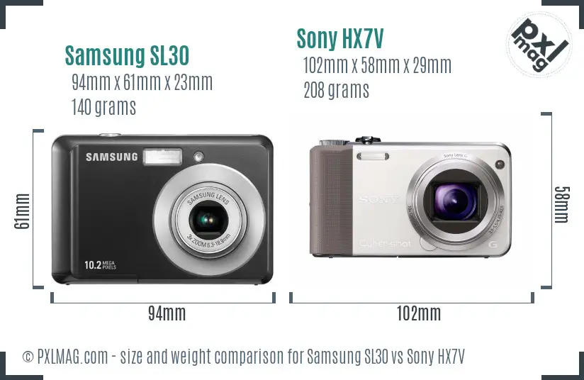 Samsung SL30 vs Sony HX7V size comparison