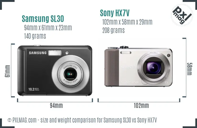Samsung SL30 vs Sony HX7V size comparison Samsung SL30 vs Sony HX7V size comparison