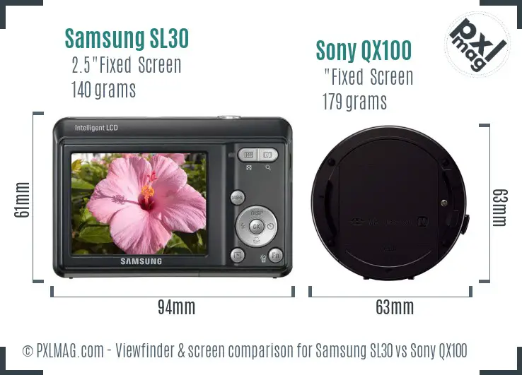 Samsung SL30 vs Sony QX100 Screen and Viewfinder comparison Samsung SL30 vs Sony QX100 Screen and Viewfinder comparison
