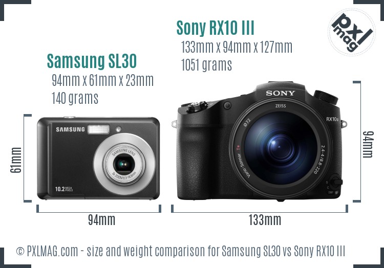 Samsung SL30 vs Sony RX10 III size comparison Samsung SL30 vs Sony RX10 III size comparison