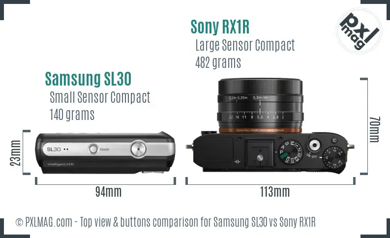 Samsung SL30 vs Sony RX1R top view buttons comparison