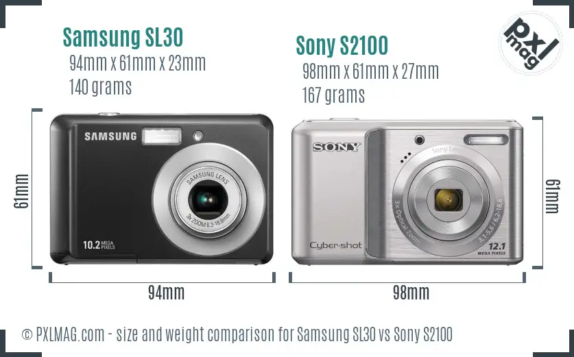 Samsung SL30 vs Sony S2100 size comparison Samsung SL30 vs Sony S2100 size comparison