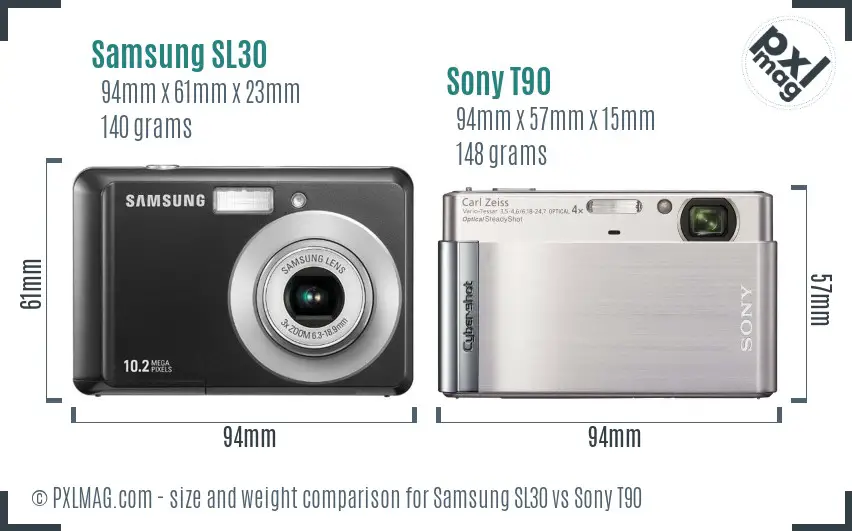 Samsung SL30 vs Sony T90 size comparison Samsung SL30 vs Sony T90 size comparison