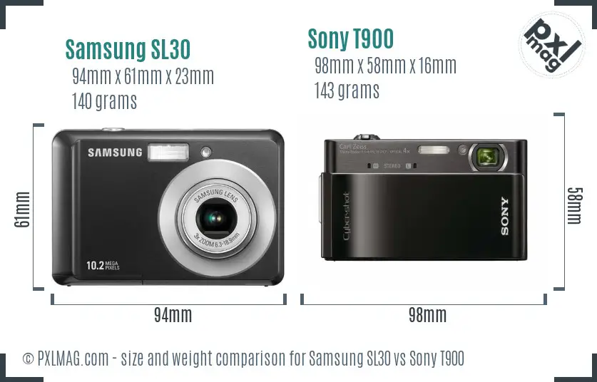 Samsung SL30 vs Sony T900 size comparison