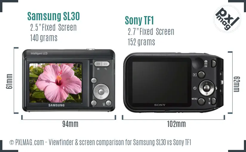 Samsung SL30 vs Sony TF1 Screen and Viewfinder comparison Samsung SL30 vs Sony TF1 Screen and Viewfinder comparison