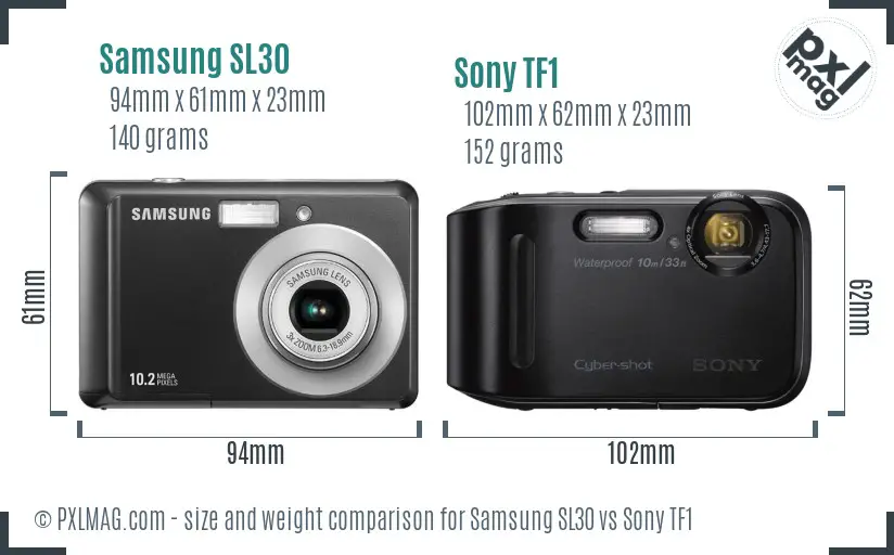 Samsung SL30 vs Sony TF1 size comparison Samsung SL30 vs Sony TF1 size comparison
