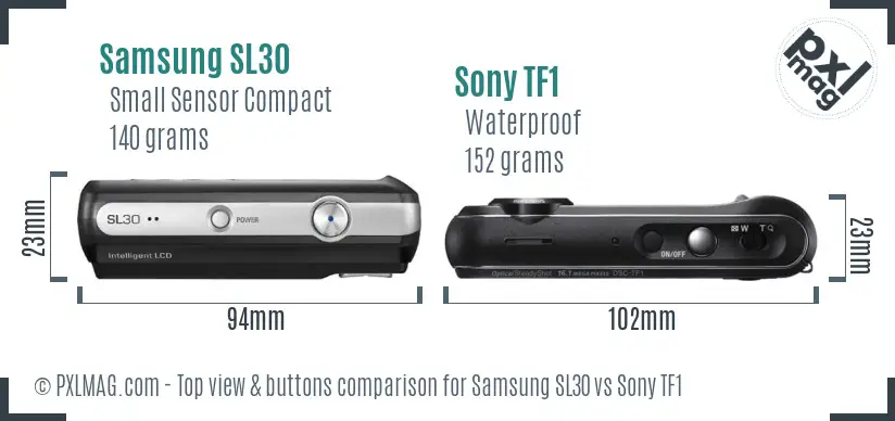 Samsung SL30 vs Sony TF1 top view buttons comparison Samsung SL30 vs Sony TF1 top view buttons comparison