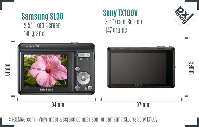 Samsung SL30 vs Sony TX100V Screen and Viewfinder comparison Samsung SL30 vs Sony TX100V Screen and Viewfinder comparison