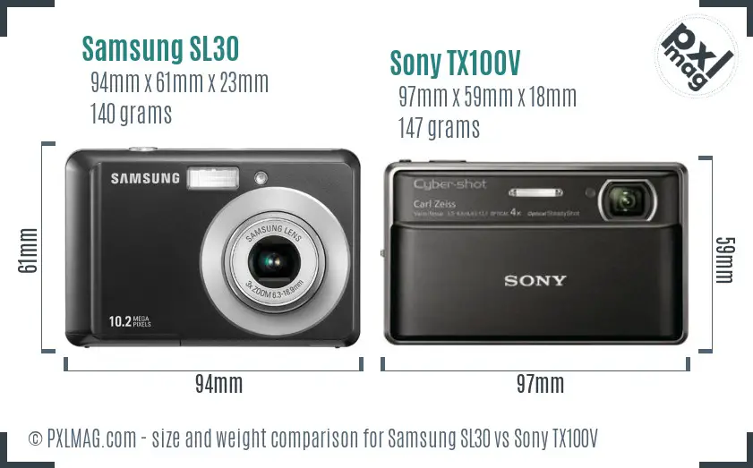 Samsung SL30 vs Sony TX100V size comparison Samsung SL30 vs Sony TX100V size comparison