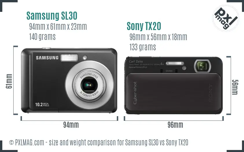 Samsung SL30 vs Sony TX20 size comparison Samsung SL30 vs Sony TX20 size comparison