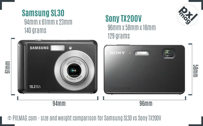 Samsung SL30 vs Sony TX200V size comparison