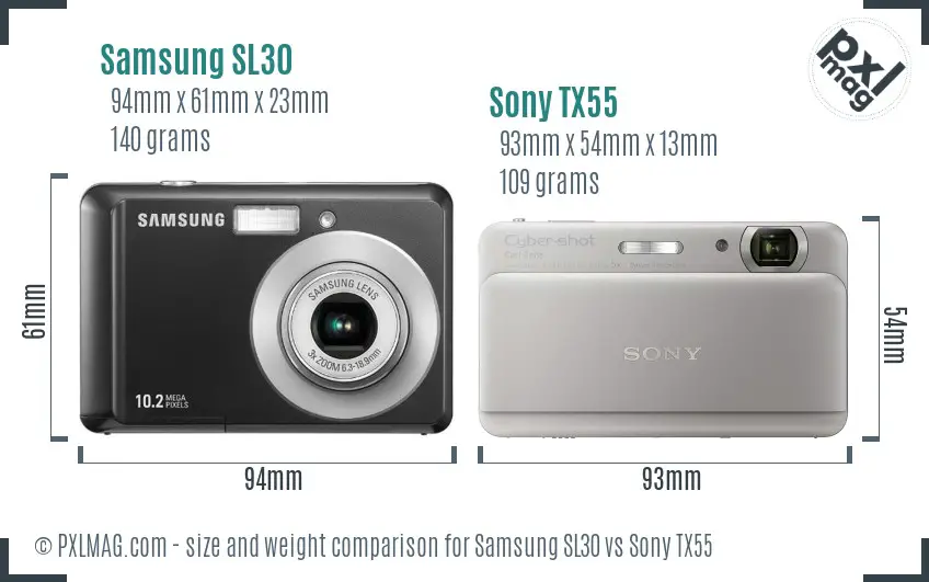 Samsung SL30 vs Sony TX55 size comparison Samsung SL30 vs Sony TX55 size comparison