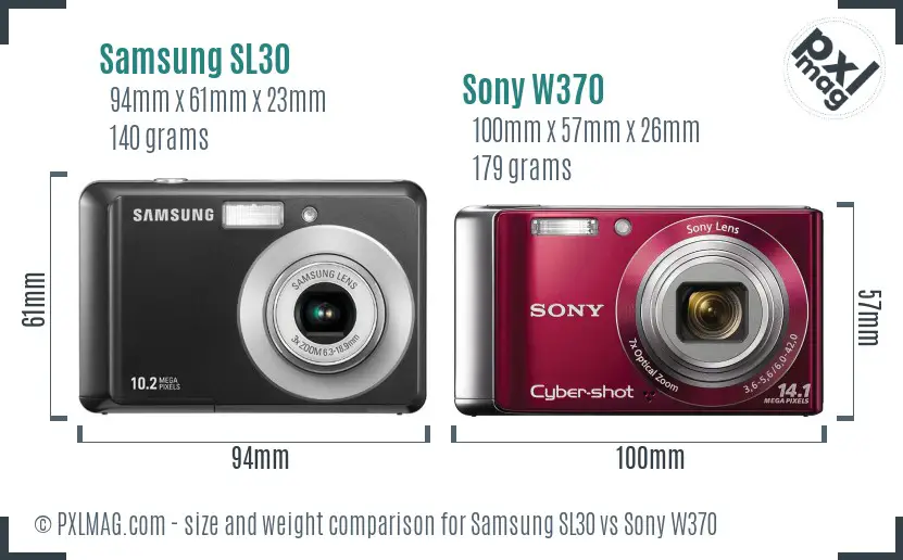 Samsung SL30 vs Sony W370 size comparison