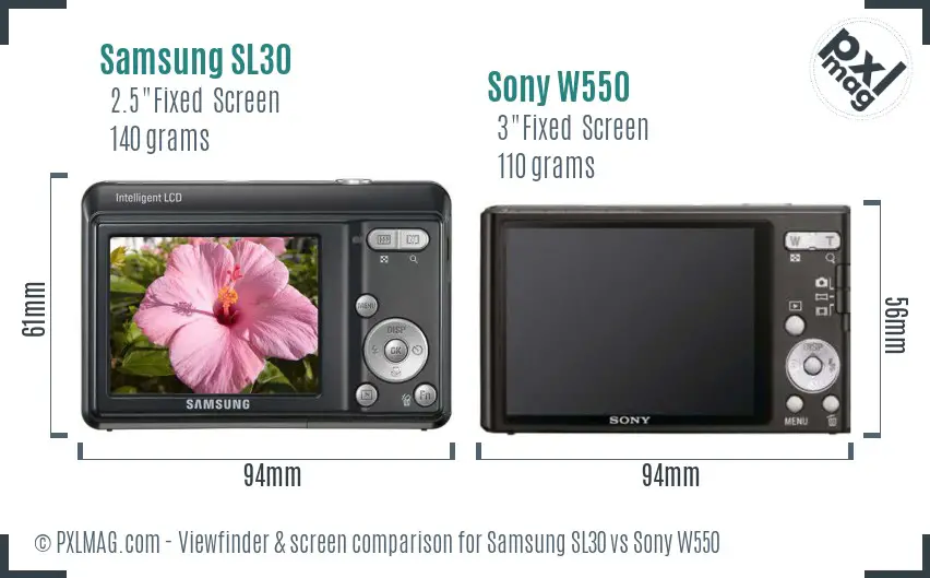 Samsung SL30 vs Sony W550 Screen and Viewfinder comparison Samsung SL30 vs Sony W550 Screen and Viewfinder comparison