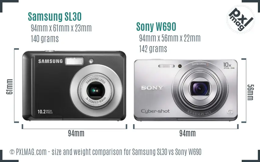 Samsung SL30 vs Sony W690 size comparison Samsung SL30 vs Sony W690 size comparison