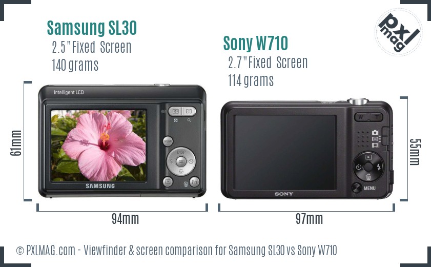 Samsung SL30 vs Sony W710 Screen and Viewfinder comparison