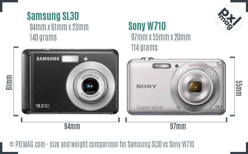 Samsung SL30 vs Sony W710 size comparison Samsung SL30 vs Sony W710 size comparison