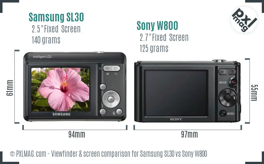 Samsung SL30 vs Sony W800 Screen and Viewfinder comparison