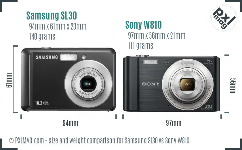 Samsung SL30 vs Sony W810 size comparison