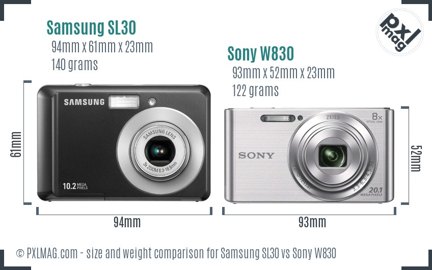 Samsung SL30 vs Sony W830 size comparison Samsung SL30 vs Sony W830 size comparison