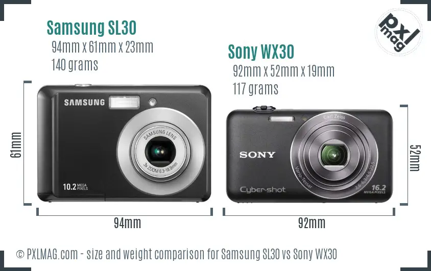 Samsung SL30 vs Sony WX30 size comparison Samsung SL30 vs Sony WX30 size comparison