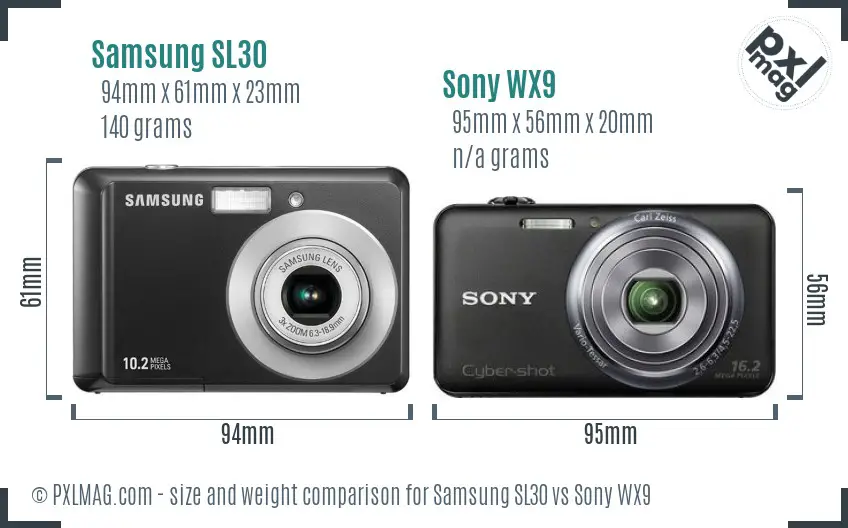 Samsung SL30 vs Sony WX9 size comparison