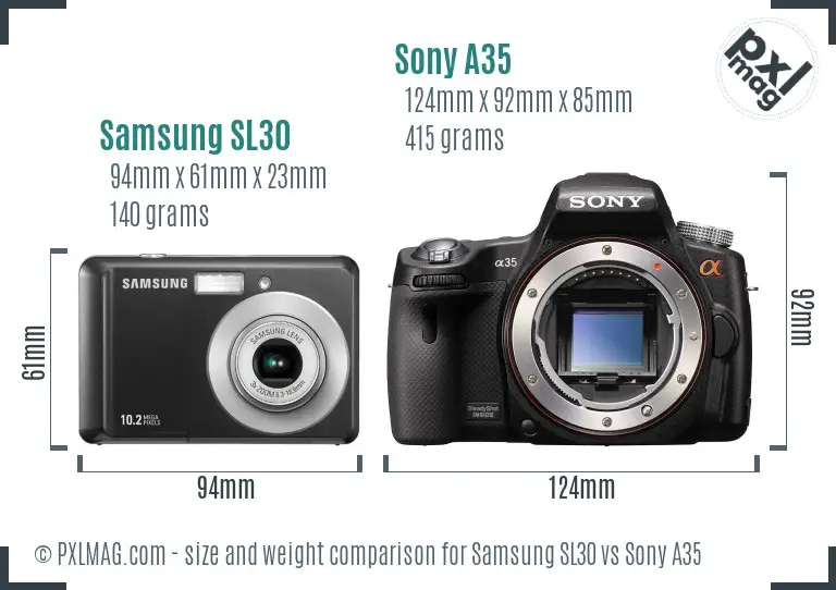 Samsung SL30 vs Sony A35 size comparison