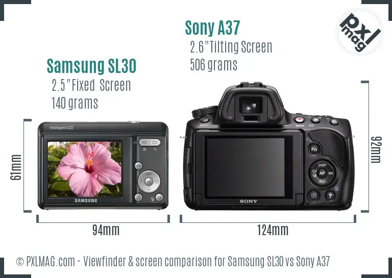 Samsung SL30 vs Sony A37 Screen and Viewfinder comparison