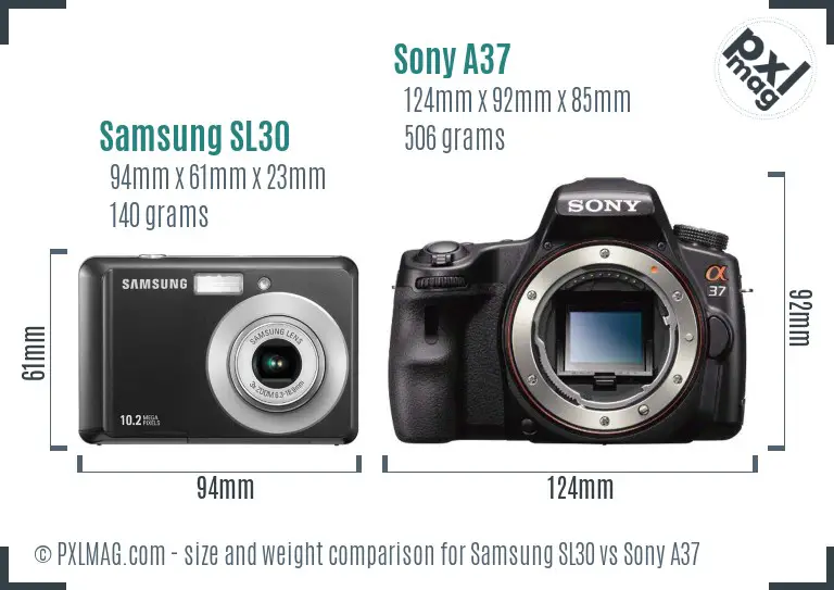 Samsung SL30 vs Sony A37 size comparison