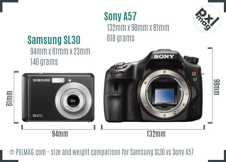 Samsung SL30 vs Sony A57 size comparison Samsung SL30 vs Sony A57 size comparison